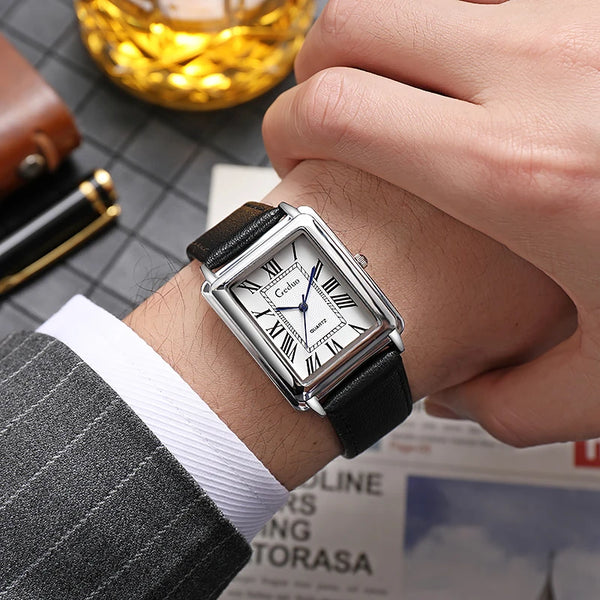 Zentic Linear-S | Precision Rectangular Leather Timepiece