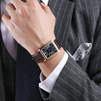 Zentic Linear-S | Precision Rectangular Leather Timepiece